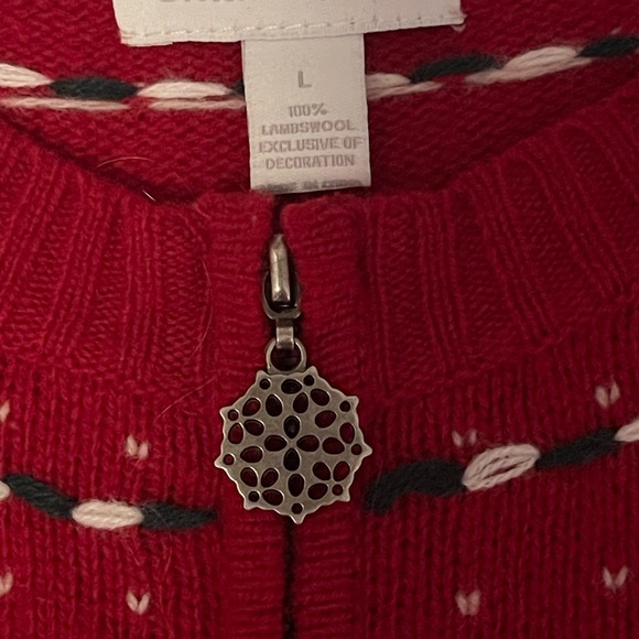 Charter Club Red Lambs Wool Vest Women’s Size L Holiday Snowmen Classic Warmth - Picture 3 of 7